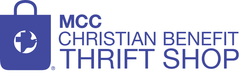 Logo reads "MCC Christian Benefit Thrift Shop"" with blue bag